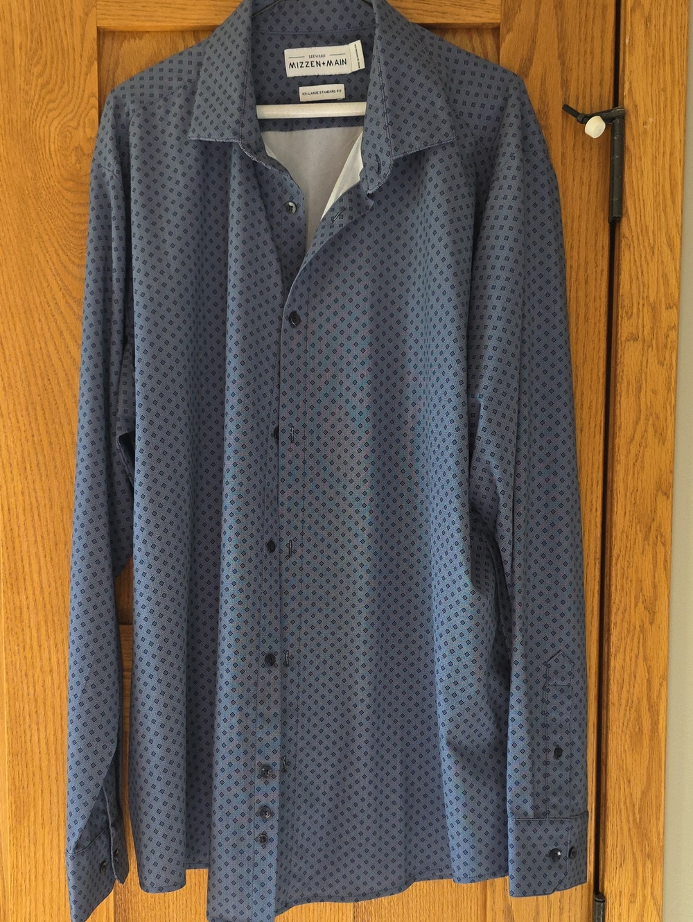 Mizzen+Main Navy Blue Microprint Long-Sleeve Dress Shirt